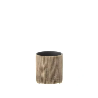 Afbeelding van J Line Bloempot Maria Rond Keramiek bruin Ø 12 cm 2 stuks