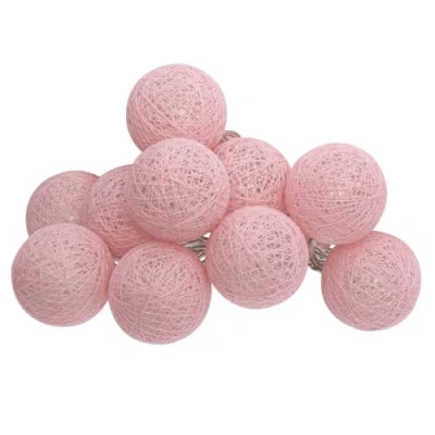 Afbeelding van Atmosphera LED Feestverlichting Land balletjes roze Lichtslingers katoen Cotton ball 10 Ballen