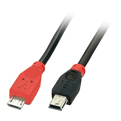Afbeelding van LINDY USB kabel 2.0 micro B stekker, mini stekker 0.50 m Zwart Met OTG functie 31717