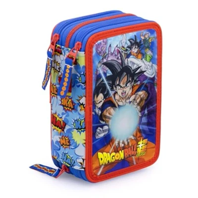 Afbeelding van L&#039;ERBAVOGLIO Origineel etui met 3 ritssluiting en 44 delen, Dragon Ball (lichtblauw/rood), Pennenhouder voor kinderen