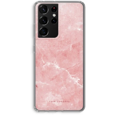 Afbeelding van Case Company® hoesje geschikt voor Samsung Galaxy S21 Ultra Roze marmer Soft Cover Telefoonhoesje Bescherming aan alle Kanten en Schermrand