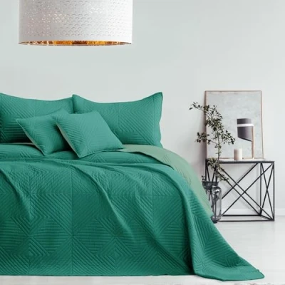 Afbeelding van AmeliaHome Softa sprei, 200 x 220 cm, ultrasoon gewatteerde polyester, lichtgroen, donkergroen