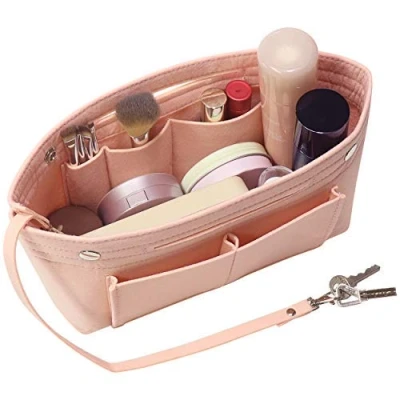 Afbeelding van Soyizom Vilt Handtas Organizer Liner Shaper Insert Tas In Een Met Sleutelhanger Voor Speedy Neverfull, 8 Kleuren, Roze