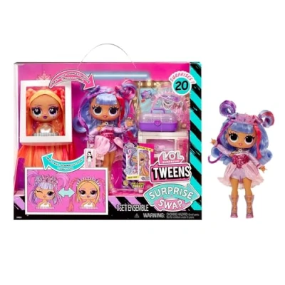 Image de Tweens Surprise Swap Fashion Doll Buns 2 Braids Bailey 1 poupée 17 cm, mini tête à coiffer + Accessoires