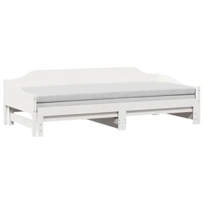 Afbeelding van Slaapbank Met Onderschuifbed 90X200 cm Massief Grenenhout 80 x 200 / Wit