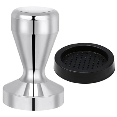 Afbeelding van Vicloon Stamper, 51 mm Koffiestamper incl. 60 Siliconen Mat, 304 Roestvrijstalen Espresso Stamper voor Filterdrager Koffiemachine, Intensief Koffiegenot Dankzij Stempels