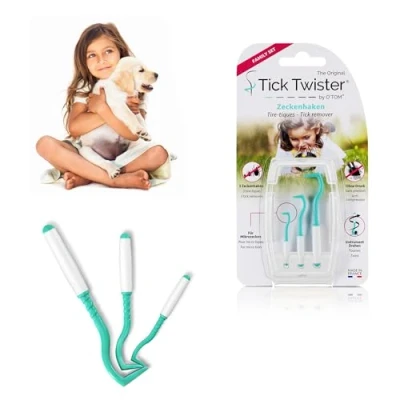 Afbeelding van O&#039;tom Dieren Vachtverzorgingsmiddel Hond Tick Twister Premium Fr/en 9x1,3x16,5cm Display Blauw/wit 1st