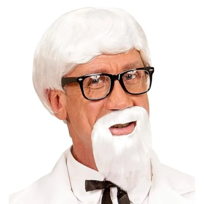 Afbeelding van Widmann Pruik, Kentucky Met Baard Colonel Sanders Wit / Beige Carnavalskleding Verkleedkleding