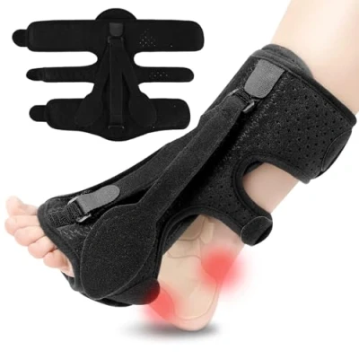 Afbeelding van PIWOSGOL Nachtbrace voor plantaire fasciitis, verlichting fasciitis met 3 verstelbare riemen en schuimkussen platte voeten achillespeesontsteking
