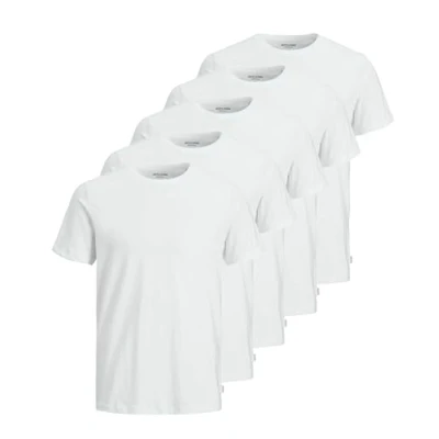 Afbeelding van JACK &amp; JONES Uniseks T shirt van biologisch katoen voor heren, 5 stuks (5 x wit)