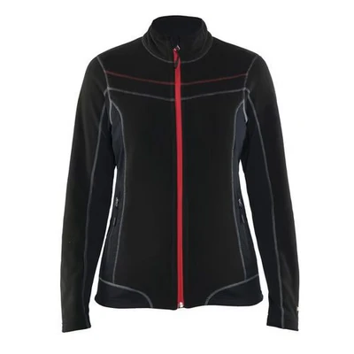 Image de veste micropolaire femme noir/rouge