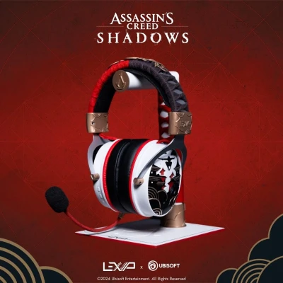 Afbeelding van LEXIP X UBISOFT Assassin&#039;s Creed Shadows Draadloze Gaming Headset Geschikt voor PS4, PS5, Switch, PC, Mac, Android en IOS Dual Wireless Bluetooth 5.4 2.4 GHz USB Dongle Afneembare Microfoon Rode Led Verlichting