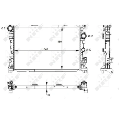 Afbeelding van NRF 59133 Radiateur Aluminium 640 428 32 Koelribben gesoldeerd MERCEDES BENZ: C Class T modell, E Saloon, modell