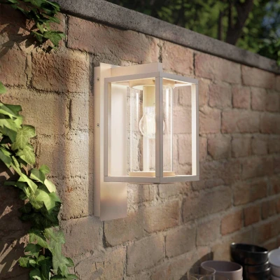 Afbeelding van Lucande buitenwandlamp Ferda, pendel, beige, IP44, E27