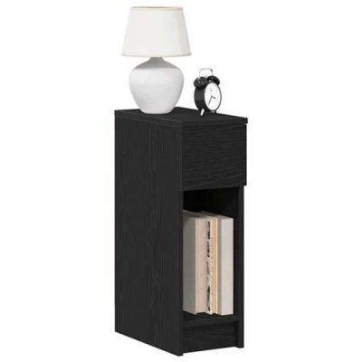 Image de vidaXL Table de chevet avec tiroir chêne noir 20x36x60 cm858697