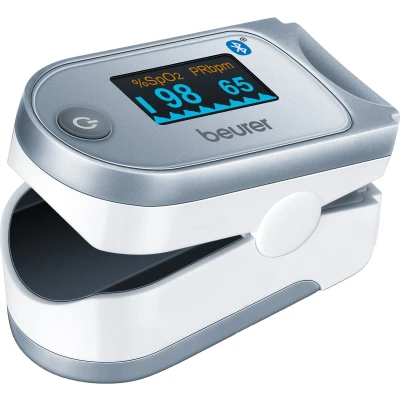 Afbeelding van beurer PO 60 Bluetooth® Saturatiemeter Pulse oximeter Zuurstofmeter vinger Hartslagmeter Klinisch gevalideerd HealthManager Pro app Kleurendisplay Medisch gecertificeerd Incl. batterijen 5 Jaar garantie Wit/grijs