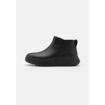 Afbeelding van Fitflop Flatform ZIP Enkellaarsjes met plateauzool, Dames, Maat: 36, All black Leer