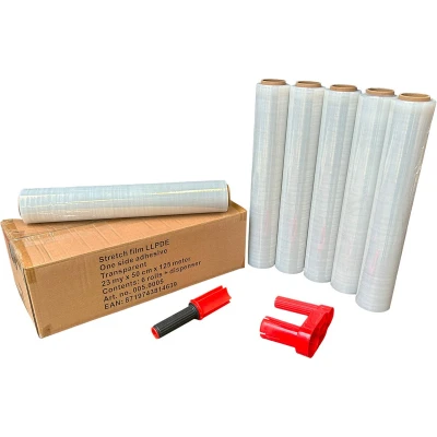 Afbeelding van 6 Rollen Handwikkelfolie 50cm Breed + Dispenser Transparant