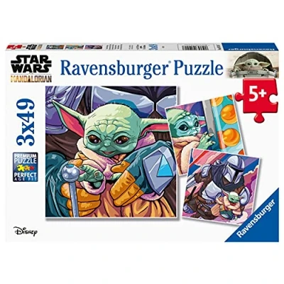Afbeelding van Ravensburger puzzel The Mandalorian: Baby Yoda Grogu momenten Legpuzzel 3x49 stukjes
