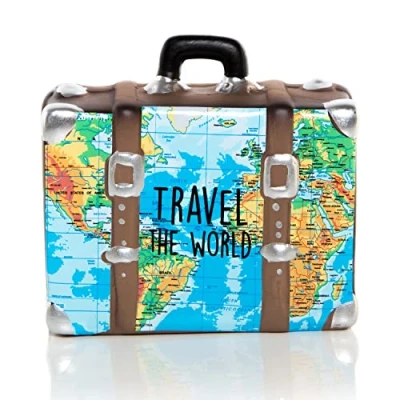 Afbeelding van Logbuch Verlag Travel The World Spaarpot Wereldkaart Kerst Globetrotters 14 cm