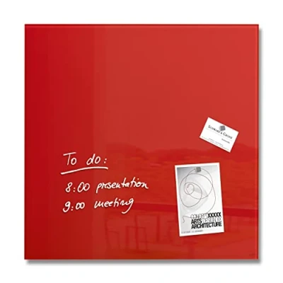 Afbeelding van SIGEL Artverum GL114 hoogwaardig glazen magneetbord 48 x cm glanzend rood SGS gecertificeerd eenvoudige montage 3 magneten inbegrepen