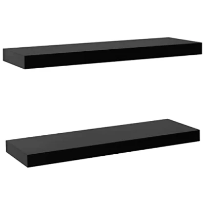 Afbeelding van Wandschappen zwevend 2 st 60x20x3,8 cm zwart