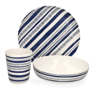 Afbeelding van Campingservies 12 delig (Melamine, Mokken, Borden, Blauw)