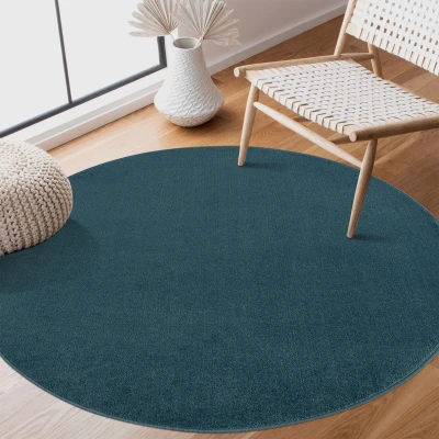 Afbeelding van Uni Effen Laagpolig Vloerkleed Modern Blauw 80 cm rond