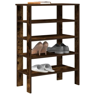 Afbeelding van Schoenenrek 61x32x87,5 cm bewerkt hout gerookt eikenkleurig