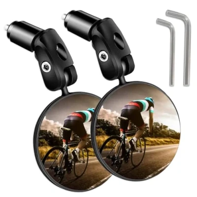 Afbeelding van fietsspiegel, draaibaar, verstelbaar, 360 universele compatibel met elk type stuur Ø 18 mm tot 22 mm, HD Convex fietsachteruitkijkspiegel, 2 stuks