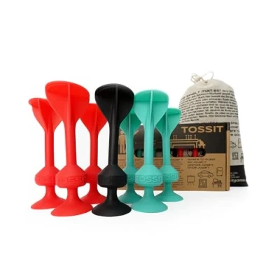 Afbeelding van TOSSIT Zuignap dartset, petanque voor binnen en buiten, vloer muur, van sterke duurzame siliconen, cyaanrood