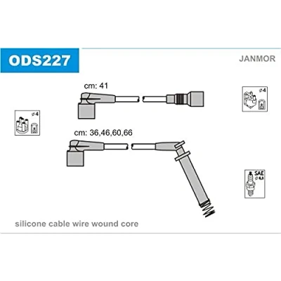 Afbeelding van JANMOR ODS227 Bougiekabelset OPEL: Corsa B Hatchback, A TR, Kadett E CC