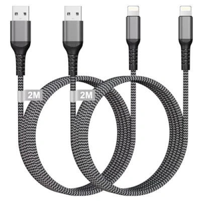 Afbeelding van iPhone 2 m kabel [MFi gecertificeerd], USB naar Lightning nylon gevlochten snellaadkabel oplaadkabel voor 14/13/12/11/X, iPad Pro/Air/Mini, AirPods