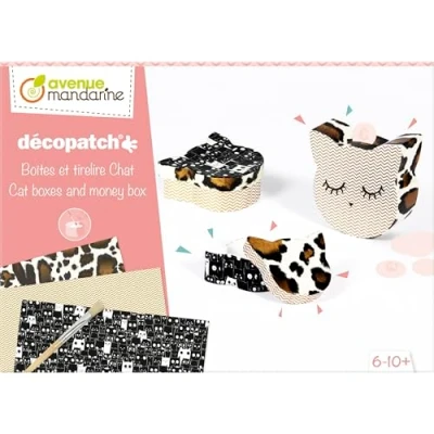 Afbeelding van Avenue Mandarine Decopatch Kattendoosjes en spaarpot creatieve 8 delige set