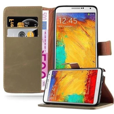 Afbeelding van Cadorabo Hoesje geschikt voor Samsung Galaxy NOTE 3 in CAPPUCCINO BRUIN Beschermhoes met magnetische sluiting, standfunctie en kaartvakje Book Case Cover Etui