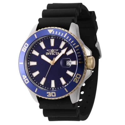 Afbeelding van Invicta Pro Diver 46092 Heren Horloge Waterdicht Analoog Quartz Uurwerk Roestvrij Staal met blauwe Wijzerplaat 45mm