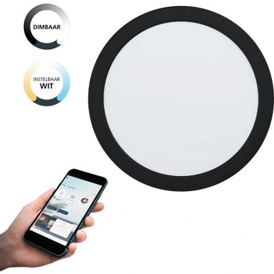 Afbeelding van EGLO connect.z Fueva Z Smart Inbouwlamp Ø 21,6 cm Zwart/Wit Instelbaar wit licht Dimbaar Zigbee