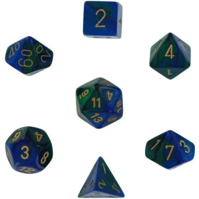 Afbeelding van Chessex Gemini Zwart Schelp/Wit Polydice Dobbelsteen Set (7 stuks)