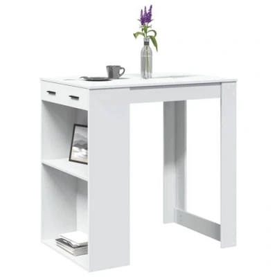 Image de vidaXL Table de bar blanc 102x70x103,5 cm bois d&#039;ingénierie3309321