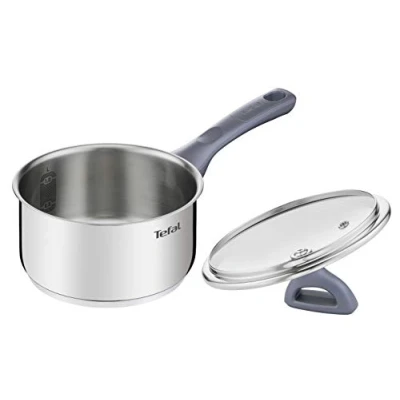 Afbeelding van Tefal Daily Cook steelpan van roestvrij staal, 18 cm, 2,1 liter, versterkte bodem, geschikt voor alle warmtebronnen, inclusief inductie, hoge geleiding en weerstand, gerecyclede materialen