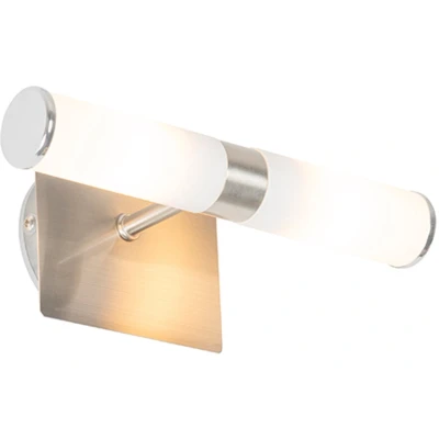 Afbeelding van QAZQA Moderne badkamer wandlamp staal IP44 2 lichts Bath