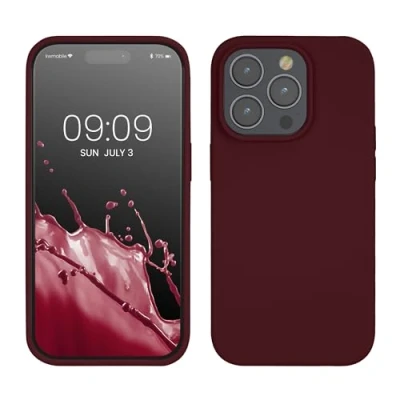 Afbeelding van kwmobile telefoonhoesje geschikt voor Apple iPhone 14 Pro Hoesje met siliconen coating Smartphone case in bordeaux violet