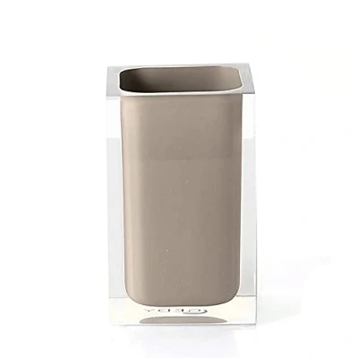 Afbeelding van Gedy Auckland Taupebad, helder, afmetingen en gewicht: 11 x 7,2 cm 0,29 kg, tandenborstelhouder van hoogwaardig transparant hars, R&amp;D design, handgemaakt, 2 jaar garantie, uniek
