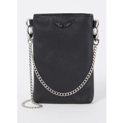 Afbeelding van Zadig &amp; Voltaire ROCK Phone Pouch Grained Leath Schoudertas, Dames, Maat: One Size, Noir