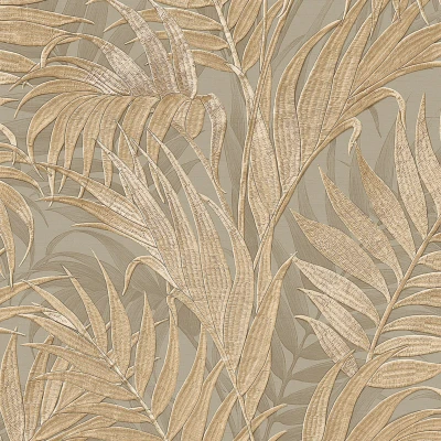 Afbeelding van Duch Wallcoverings Grace Tropical palm leaf green/gold vliesbehang 10m x 53cm GR322105