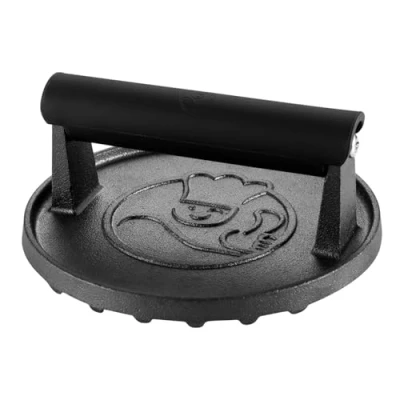 Image de Presse à Burger Solide avec poignée résistante la chaleur grill en fonte, bacon hamburger ronde pour grillades viande Accessoires barbecue