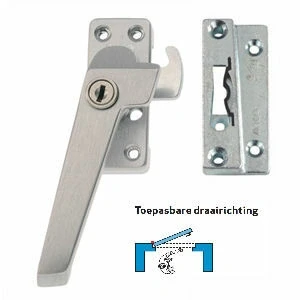 Afbeelding van Axa Raamsluiting met nok cilindersluiting links opbouw F1 mat 3319 61 11/GE