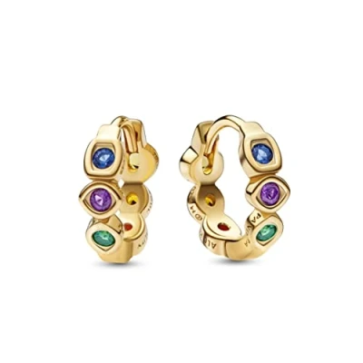 Afbeelding van PANDORA Marvel 262567C01 de Avengers Infinity Steine oorbellen van vergulde metalen legering met kubische zirkonia in kleur goud, X collectie, 262567C01, geelgoud, Kristal