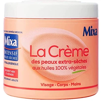 Afbeelding van Mixa Intensieve gezichts , lichaams en handcrème, voor een extreem droge huid, 100% plantaardige oliën, hypoallergeen, 400 ml