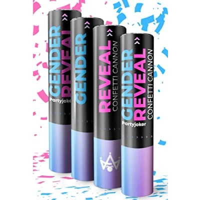 Afbeelding van Confettikanon voor Gender Reveal 2 roze en blauw FSC® biologisch afbreekbare confetti eenvoudig veilig te bedienen